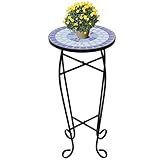 ZesenArt Home & Garden Tools-Mosaik-Beistelltisch Pflanztisch Blau Weiß