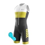 Herren Pro Trisuit Kurzarm Triathlonanzug für Ironman, Triathlon Anzug Herren Herren Radsportanzug gepolstert einteilig Trisuit Bike Top Short Trisuit Einteiler für Wettkampf (Q4,4XL)