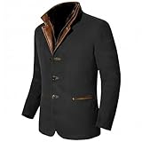 Generisch Vintage Wildleder Sakko Herren Anzug Langarm Revers Jacke mit Knopfleiste Fleecefutter Thermo Smoking Dicke Anzugjacke Retro Einfarbig Blazer Herren Slim Fit Elegant Winterjacke