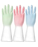 AORHOFJ Wiederverwendbare Haushaltshandschuhe, 3 Paare duftende Gummihandschuhe mit rutschfestem Griff, wasserdicht für Küche, putzhandschuhe，Spülen, Putzen, Langarm, gummihandschuhe lang，Größe M