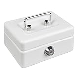 Burg Wächter Geldkassette abschließbar mit Schlüssel, Einwurfschlitz und Hartgeldeinsatz, Klein, Stahlblech, Money 5012, Weiß