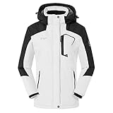 donhobo Damen Winter Softshelljacke Fleece Funktionsjacke Warme Outdoor Winddicht Wanderjacke Gefüttert Skijacke Trekkingjacke (Weiß schwarz, M)