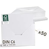 Falinko 50x Faltkarten Mit Umschlag I Din A6/C6 I Faltkarten Blanko Weiß I Briefumschläge I Neutrale Grußkarten (Kraftpapier, 50er Set)