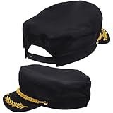 FRCOLOR 2 Stück Schwarze Kapitänsmütze für Damen und Herren Langlebige Matrosenmütze mit Feiner Stickerei Modisches Cosplay accessoire für Karneval Party und Bühnenauftritte