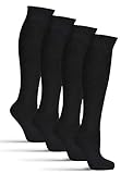 Frostfighter Herren Thermo Kniestrümpfe (4x Paar) Winter Ski Vollfrottee Innenfutter Baumwolle (Schwarz, 43-46)