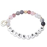 WANGENPING Patentante Fragen Armbänder, Patentante Geschenk, Elastisches Patentante Armband, Handmade Edelstein Perlen Stretch Armbänder, Patentante, Taufpaten Fragen für Frauen Geschenke