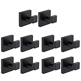 Eioeeklop 10Er Pack Matte Schwarz Handtuch Haken Edelstahl Badezimmer Rostfrei Kleidung Handtuch Kleiderhaken Wand Quadratische Toilette Küche Schwere Tür HäNger