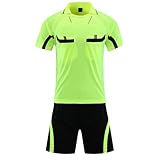 ARBOEE Fußball-Schiedsrichter-Set – inkl. Schiedsrichtertrikot und Shorts Trikot Herren Offizielles Fußballtrikot Kurzarm Schiedsrichter Shirt (Grün,2XL)
