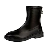 Lederstiefel Damen, Stiefeletten GefüTtert Wasserdicht, Solide Biker Boots, Bequeme Loafer Platform, Weite Kurzerschaft Stiefel, Quadratische AbsäTze Kurze Booties, Damen Ankle Boots Leder