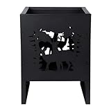 FEUERKORB Motiv Hirsch | Stahl schwarz LxBxH 30x30x40cm | Feuerstelle Outdoor Feuerkorb Feuertonne Garten- Dekoration