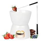 Keramik Schokofondue-Topf-Set, Schokoladenfondue-Keramikschale mit Teelichthalter und 2 Gabeln, Schokoladen-Fondue, Schokoladenschmelzer, Schmelztopf für Schokolade, Süßigkeiten, Butter und Käse