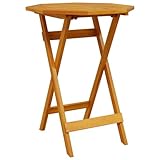 Gecheer Garten Couchtisch Klappbar Gartentisch Beistelltisch Klapptisch Balkontisch Holztisch Teetisch Ø60x75 cm Massivholz Akazie
