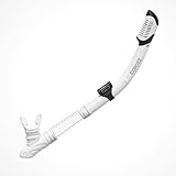 COPOZZ Trockener Schnorchel, Tauchschnorchel zum Schnorcheln, Schnorchelausrüstung mit oberem Trockenventil und lebensmittelechtem Silikonmundstück für Erwachsene und Jugendliche (Weiß)