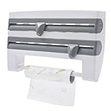 3 in 1 Folienschneider Sorgt Wandrollenhalter Küche Frischhaltefolienspender Küchenrollenhalter Wand Schnittkanten Papierrollenhalter Durch Schneidabroller Für Griffbereite Folien-Enden