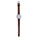 Asixxsix Einfache Runde Zifferblatt Damenmode Uhr Retro Leder Mini Armbanduhr Rotes Armband + Weißes Zifferblatt (Kaffee mit weißem Teller)
