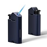RONXS Fackel Feuerzeug, 2 Pack einstellbare Jet Flamme Butan Feuerzeug, Mini Nachfüllbar Windproof Cool Feuerzeuge, Große Geschenkidee für Männer und Frauen (Butan Gas nicht enthalten) (Blau)