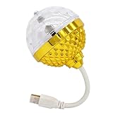 Bunte rotierende Disco-Leuchtmittel, RGB-Stroboskop, magische Kugel-Licht, USB-Stecker, Mini-Bühnenlicht für Zuhause, Partys, Bars, Karaoke, Weihnachten, Bühnendekoration (Gold)