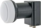 Schwaiger Universal Twin LNB hellgrau 2fach digital HD 4K für 2 Teilnehmer mit Wetterschutz F-Anschluss DVB-S DVB-S2 SAT Empfänger wetterfest für Satellitenschüssel SAT-Empfang