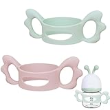 2Pack Babyflaschen Griffe, Babyflaschengriffe Silikon Flaschengriff Griffhalter für Avent Weithals PP Glas Babyflaschen Babyflaschen Zubehör Außendurchmesser über 6cm für Flasche