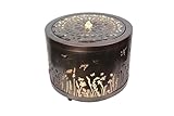Gartenbrunnen mit LED Beleuchtung aus Metall runder Springbrunnen Wasserspiel Gartendeko