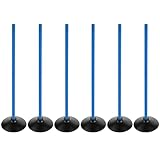 ASENVER Blue Soccer Agility-Stöcke-Set, abnehmbare Sportstangen, Trainingsstangen, Slalom-Stöcke mit Gummibasis, Sportausrüstung, 90 cm, 6 Stück