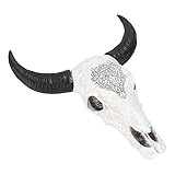 Rankomu Bullenschädel Dekor Longhorn Wanddekoration, poliert von Hand bemalt, Stier Schädel Dekoration, Kuh Dekor für Küche Hintergrund Dekoration, einzigartige Tierschädel Dekor