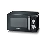 SEVERIN 2-in-1 Mikrowelle mit Keramikboden und Grill, Mikrowellengerät zum Auftauen und Erhitzen, Mikrowelle mit großer Nutzfläche für eckiges Geschirr, Schwarz/Edelstahl, MW 7762