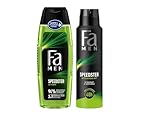 FA Duschgel Men Speedster mit Taurin (1x 250ml) 2in1 Formel für Körper & Haare & Deospray (1x 150 ml) mit erfrischendem Duft von Zitrus & Zitronengras 48h Deo-Schutz ohne Aluminiumsalze