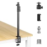 K&F CONCEPT 14-40‘’ Kamera Tischhalterung mit Abnehmbar 360° Kugelkopf &1/4-3/8‘’ Schraube&C Klemme&Handy Stativhalterung, Verstellbares Alu Tischlichtstativ Light Stand für Kamera, Vlog，Last 3kg