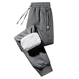 Imuedaen Jogginghose Herren Winter Fleece Gefüttert Warme Trainingshose Fleece Plüsch Gefüttert Jogger Hose Sweatpants Winterhose Traininghose mit Tasche (AA Dunkelgrau, L)