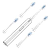 HOLIDYOYO Elektrische Schallzahnbürste für Erwachsene Tragbar mit Austauschbaren Weichen Bürstenköpfen Sanfte Vibrationsreinigung für Reisen Büro und Alltag Effektive Plaque entfernung