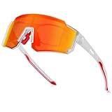 suoso Sportbrille-Sonnenbrille Herren-Damen-Fahrradbrille-Sunglasses men-Polarisiert-UV400-Damen-Ski Sonnenbrille-Schnelle Brille Rave-Radfahren-Fahrrad-Angeln-Rennrad brille 8-Transparent rot