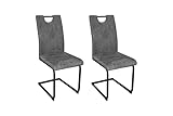 byLIVING Esszimmerstuhl 2er Set Banff/Webstoff anthrazit/Gestell Metall schwarz matt/mit Griff/Schwinger/B 42, H 97, T 58 cm