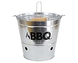 myowntrade Edelstahl Grilleimer BBQ Eimer Grill Sommergrill Campinggrill Minigrill tragbar Silber