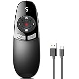 USB C Presenter Wiederaufladbar, Kabellose 2.4 GHz Powerpoint Presenter, Pointer für Präsentationen mit Batterieanzeige, Roter Licht Präsentationsfernbedienung für PowerPoint/Keynote/Google Slides