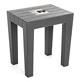 TATAY 4436516 Hocker Sitzbank Lombok, Polypropylen, BPA frei, Holz-Effekt, Anti-UVA-Schutz, Max 130KG, geeignet für Innen- und Außen 38x29x41cm. Grau