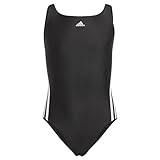 adidas Mädchen 3 Stripes Badeanzügo, Black/White, 164