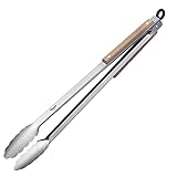 Westmark Grillzange + Servierzange, Mit Edelstahllaffen und Holzelementen an den Griffen, Länge: 44 cm, Rostfreier Edelstahl/Holz, Classic Wood Maxi, Silber/Braun, 16292270