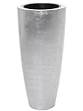 VIVANNO Pflanzkübel Pflanzgefäß Blumenkübel Fiberglas City Silber Hochglanz - 80x37