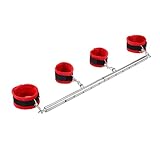 Strapazierfähiger Edelstahl-Streuer, erweiterbar, silberfarben, mit 4 pelzigen roten verstellbaren Riemen, Sporthilfe, Training, Fitness, Pilates-Hilfe-Set, Indoor-Yoga-Set