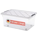 Blumtal Aufbewahrungsbox mit Deckel 40L aus Kunststoff - Aufbewahrungsboxen 57x39x25 cm - Boxen Aufbewahrung aus 100% Neumaterial & Verschlussclips - Plastik Box mit Deckel Kunststoff 1er Set