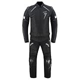 BOSmoto Textil Motorradkombi Herren – 2-Teiler mit Protektoren, atmungsaktiv & verstellbar, Touring & Racing geeignet (BLACK, M)