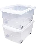 Ondis24 2x Kunststoffbox mit Deckel & Rollen, Rollbox 80L, Spielzeugkiste, Kiste stapelbar, Aufbewahrungsbox transparent