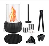 Coikes Tischkamin Portable Bioethanol Tischkamin Rauchfrei Bio Ethanol Kamin Winddicht Tischfeuer Outdoor Indoor Bio Ethanol Tischkamin mit 8 Zubehörteilen für Terrasse Balkon Garten Deko Party