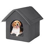 EUGAD Hundehöhle kleine Hunde 60x55x60cm L, Hundehaus drinnen Indoor, Hundehütte Stoff, Katzenhaus Winterfest, Kuschelhöhle Hund, Schlafhaus Haustierhaus zuhause, Grau 0016GD