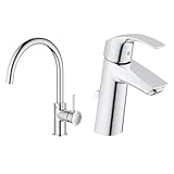 GROHE Start Classic - Einhand- Spültischarmatur & Eurosmart - Badarmatur Einhand- Waschtischarmatur (M- Auslauf, mit Zugstangen- Auslaufgarnitur), chrom, 23322001