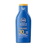 NIVEA SUN Schutz & Pflege Sonnenmilch LSF 30 Reisegröße (100 ml), Sonnencreme für 48h Feuchtigkeit, sofortiger Sonnenschutz vor UVA-/UVB-Strahlen