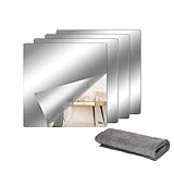 Acryl Quadrat Spiegelfolie Wandspiegel, Klebespiegel Nicht Glas, Selbstklebend Spiegel Wandaufkleber 4PCS 20x20cmx2mm Spiegel Wandaufkleber Klebespiegel für Wand Flexibler Spiegel zum Aufkleben