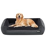 HMTOPE Hundebett, Hundesofa, Hundekissen, Hundekörbchen Abnehmbar und waschbar, Dunkelgrau, 110 x 86 x 26 cm