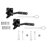 Benssey 2er-Pack Selbstsichernder Torriegel für Holzzaun, Robust, mit Stahlfeder, Kabelzugschnur, Torbeschläge, Torschloss